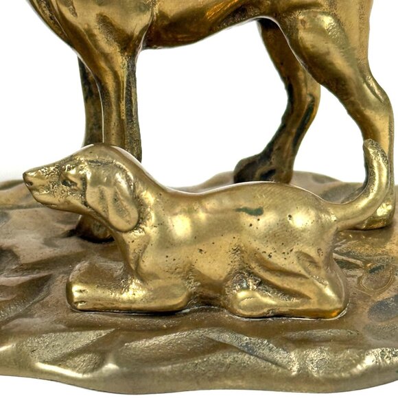 Vintage Brass Dog Figurine Pack Scene Rustic Hunting Decor Ornate Canine Decor - Picture 5 of 9